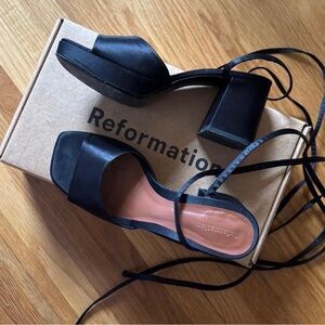 Reformation Black Strappy Heels